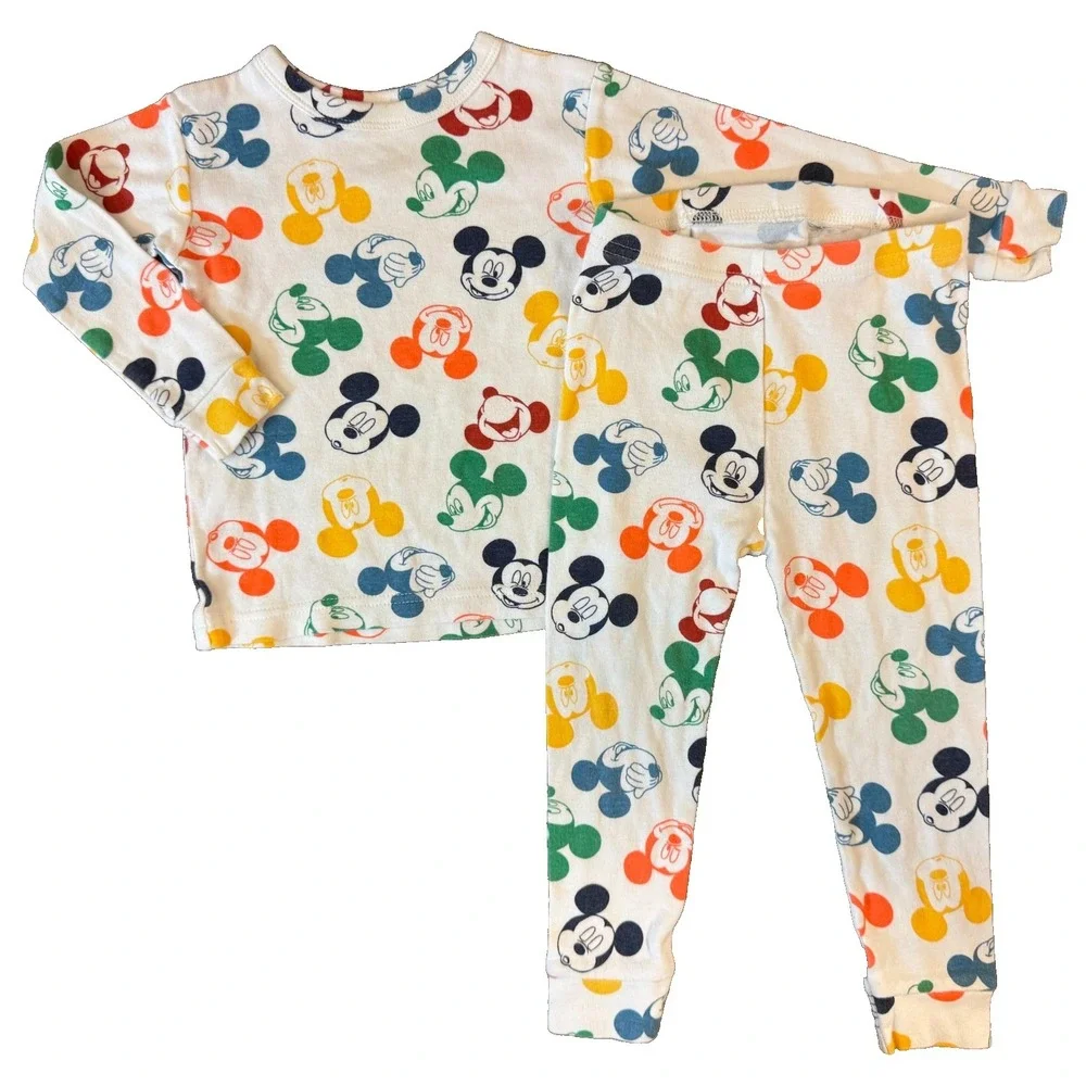 Gap‎ Disney Mickey Mouse 2 PC Pajama Set 2T Toddler Sleepwear Long Sleeved Pants
